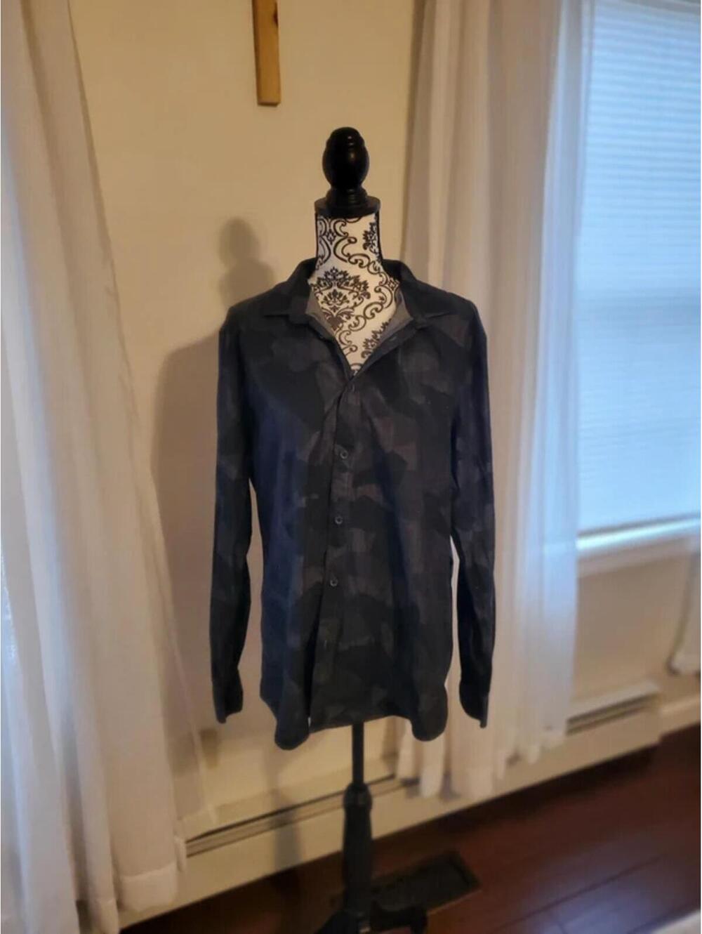 Armani Exchange Dark Camo Button Up